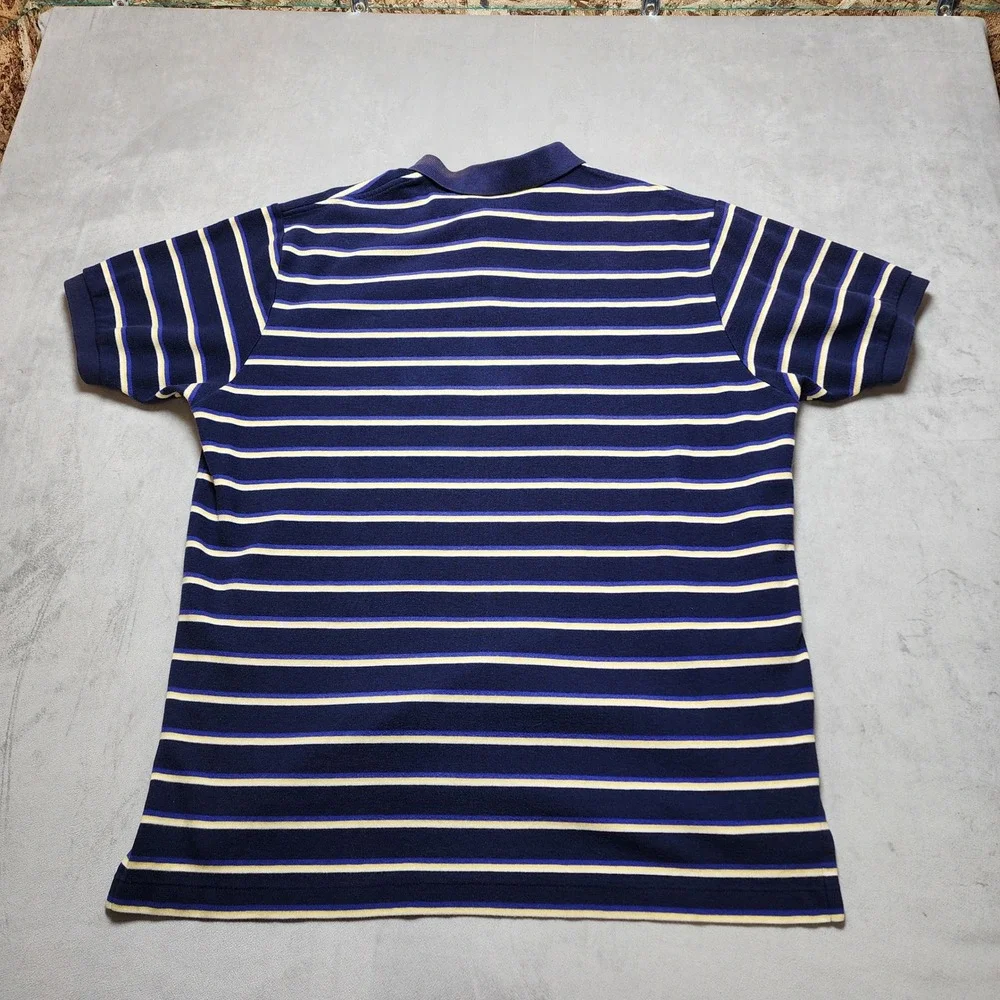Polo Ralph Lauren Mens XXL Navy Blue Yellow Striped‎ Short Sleeve Polo Shirt